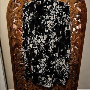 Free People Black and Cream Floral Blouse